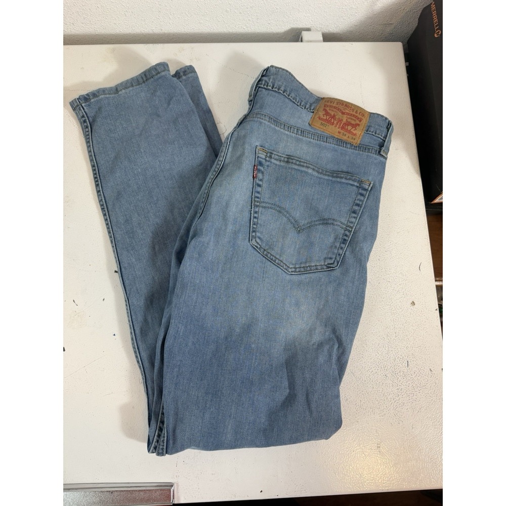 Levis 502 Jeans Mens 34x34‎ Blue Medium Wash Tapered Leg Denim Classic Pants